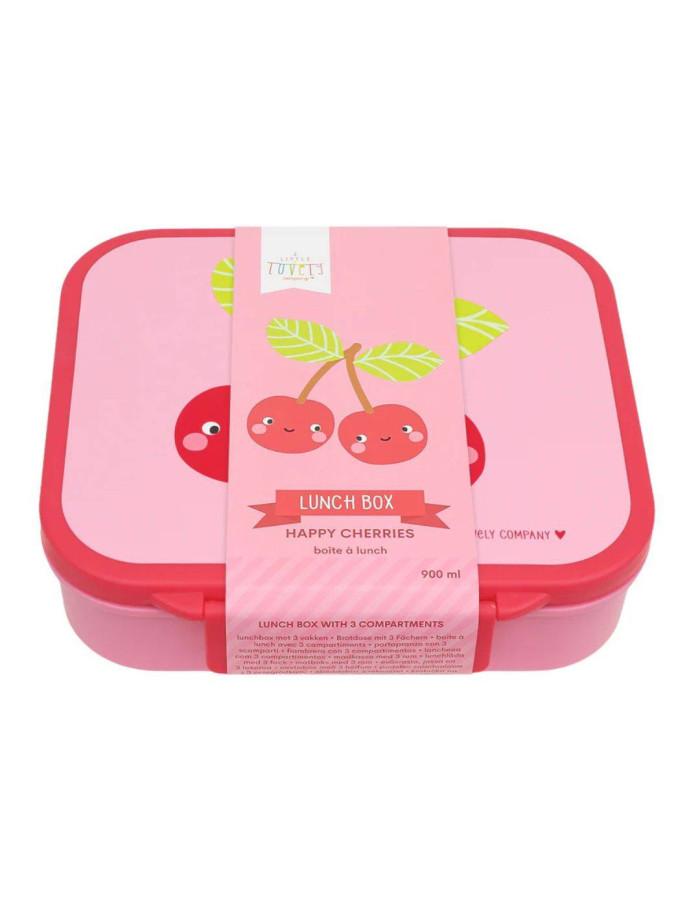 A little lovely company: Δοχείο φαγητού Bento με χωρίσματα- 900ml - Happy Cherries