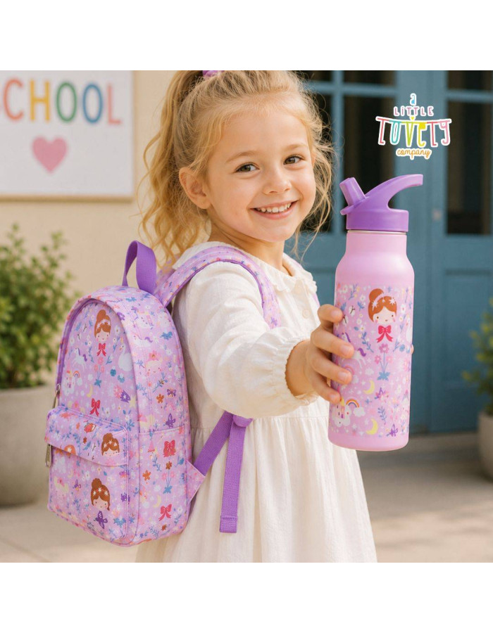 A Little Lovely Company Kids Stainless Steel Thermos Water Bottle with Straw Grey 500ml