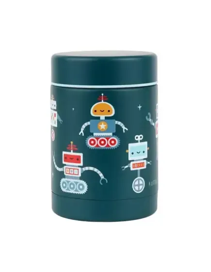 A Little Lovely Company Stainless Steel Kids Dinner Set 0.3 Litre Thermal Robots 12 x 8 x 8 cm