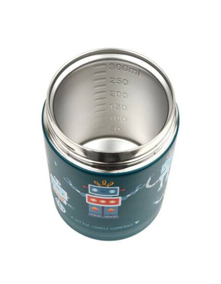 A Little Lovely Company Stainless Steel Kids Dinner Set 0.3 Litre Thermal Robots 12 x 8 x 8 cm