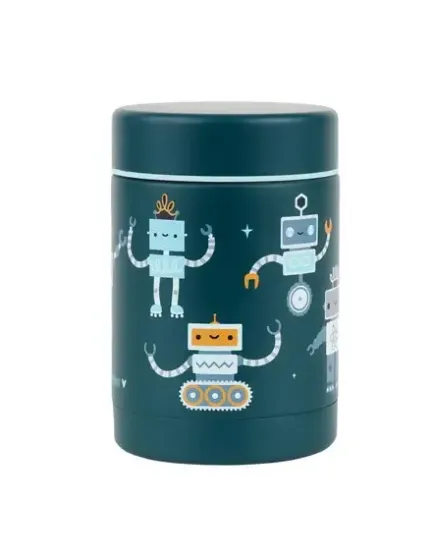 A Little Lovely Company Stainless Steel Kids Dinner Set 0.3 Litre Thermal Robots 12 x 8 x 8 cm