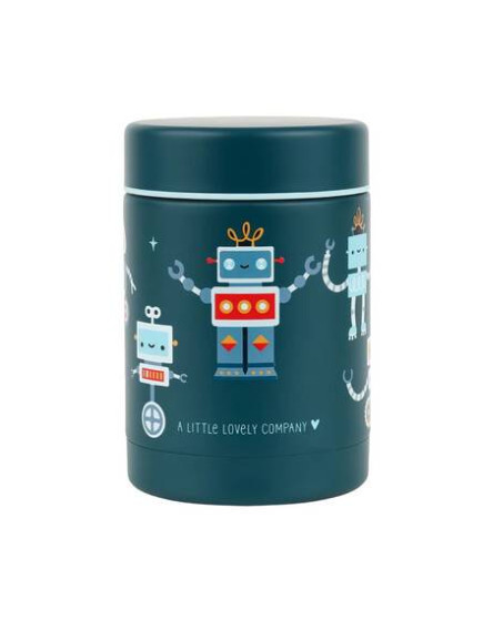 A Little Lovely Company Stainless Steel Kids Dinner Set 0.3 Litre Thermal Robots 12 x 8 x 8 cm