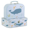 A Little Lovely Company Wooden Decorative Suitcase Ocean 2pcs