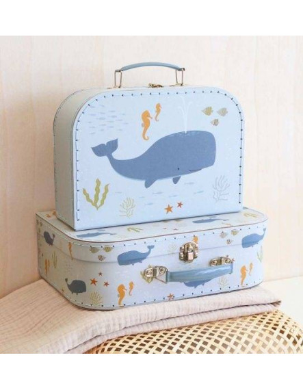 A Little Lovely Company Wooden Decorative Suitcase Ocean 2pcs