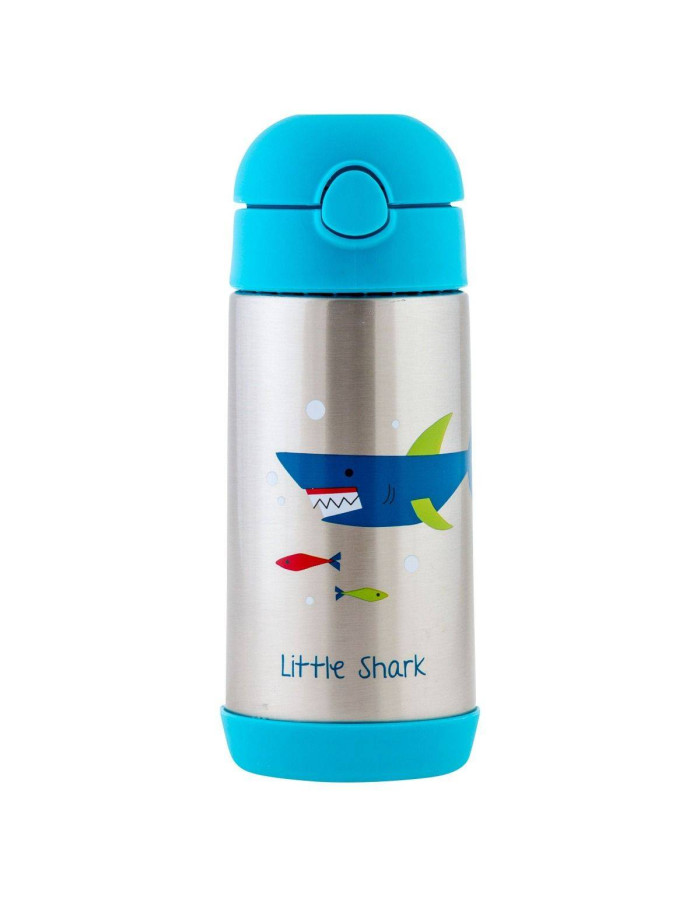Stephen Joseph Stainless Steel Kids Water Bottle Thermos with Straw Non Spill Light Blue 325ml Stephen Joseph Stainless Steel Kids Water Bottle Thermos with Straw Non Spill Light Blue 325ml