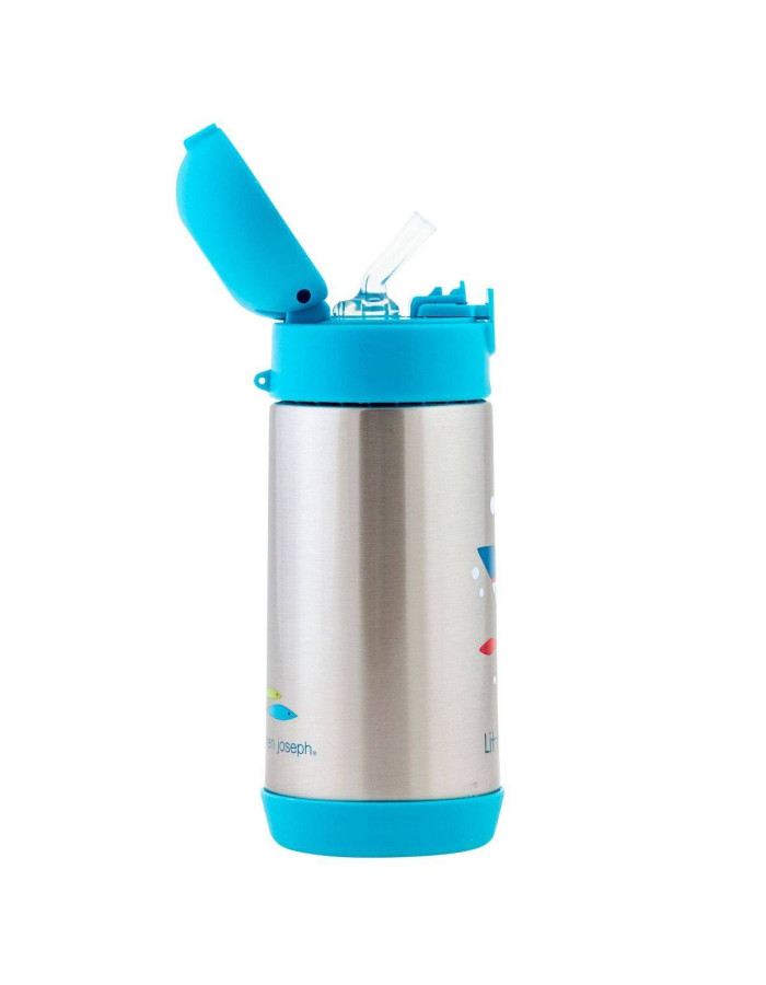 Stephen Joseph Stainless Steel Kids Water Bottle Thermos with Straw Non Spill Light Blue 325ml Stephen Joseph Stainless Steel Kids Water Bottle Thermos with Straw Non Spill Light Blue 325ml