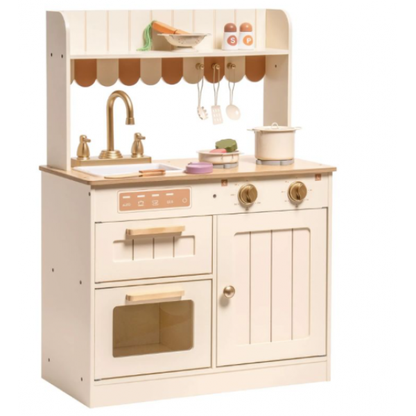 MySunshine: Ξύλινη παιδική κουζίνα με 11 αξεσουάρ- Vintage cream