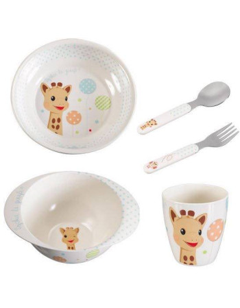 Sophie la girafe meal-time set (a plate, a bowl, a cup )