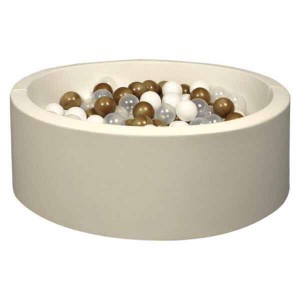 Off white Ball Pit with gold / white/ clear balls