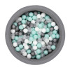 Grey Ball Pit with grey / mint / white / clear white balls