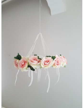 Wooden wreath with flowers 60 cm