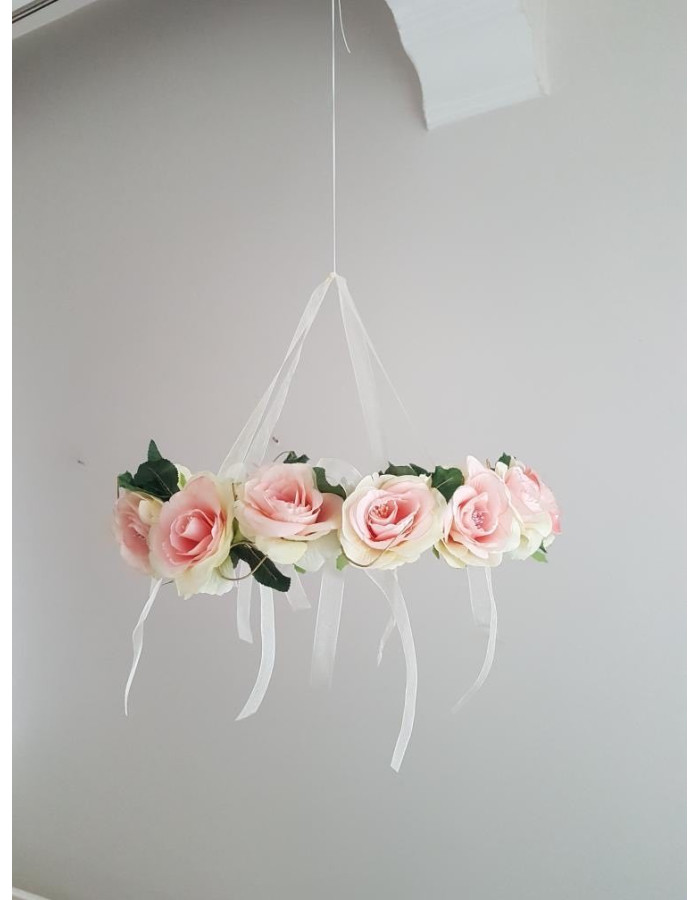 Wooden wreath with flowers 60 cm