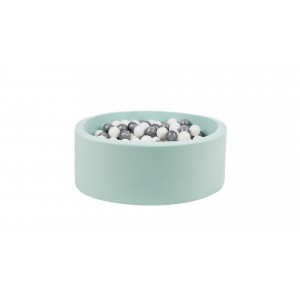 Μπαλοπισίνα χρώματος μέντα με ασημένιες / λευκές μπάλες