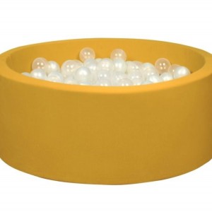 Mustard Ball Pit with clear/pearl balls