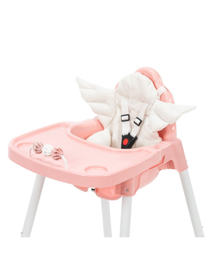 Dining chair with pink metal framed toy