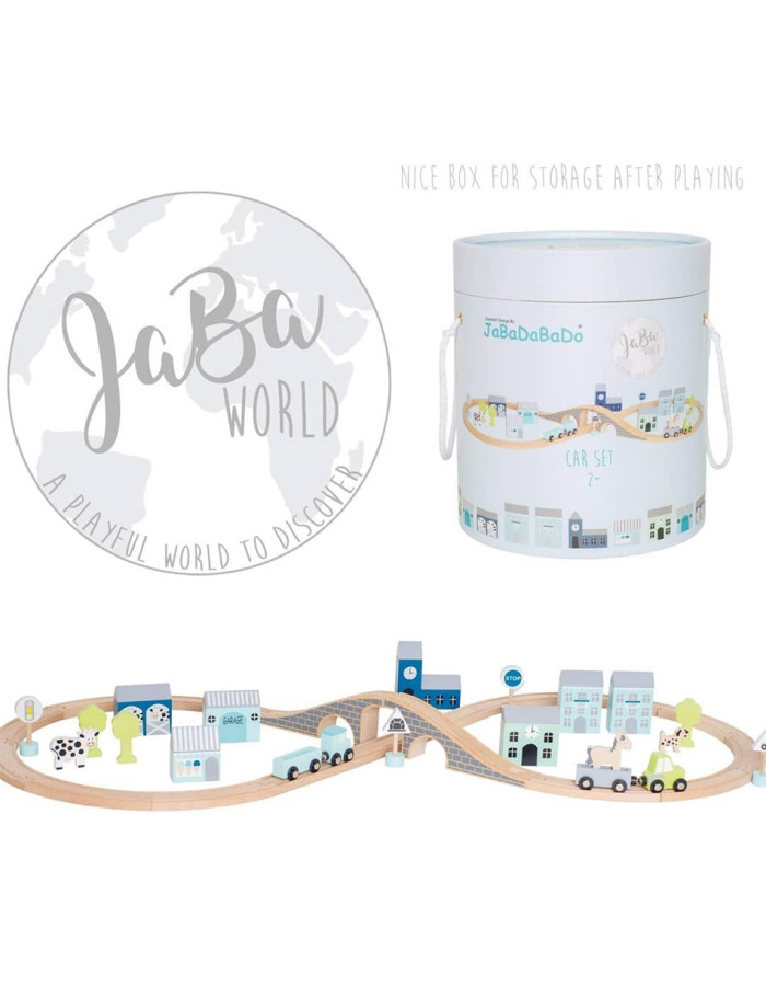 Jabadabado Wooden state with buildings, cars and animals