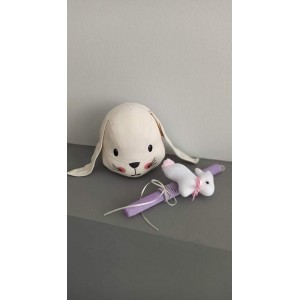 Σετ λαμπάδα με χειροποιήτο λούτρινο λαγουδάκι 