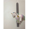 Handmade easter candle with handmade unicorn