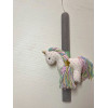 Handmade easter candle with handmade unicorn