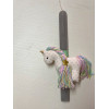Handmade easter candle with handmade unicorn