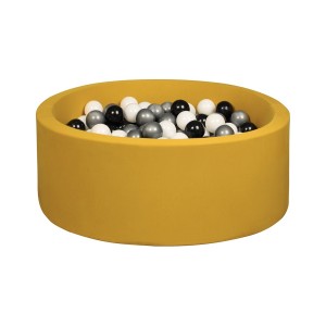 Mustard Ball Pit with silver/white/ black  balls