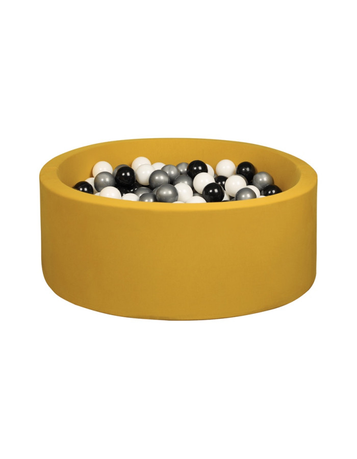 Mustard Ball Pit with silver/white/ black  balls