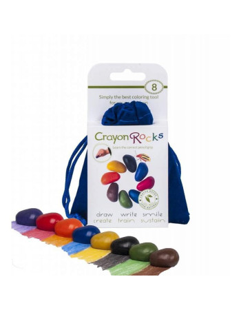 Crayon Rocks, 8 Rocks in blue velvet bag