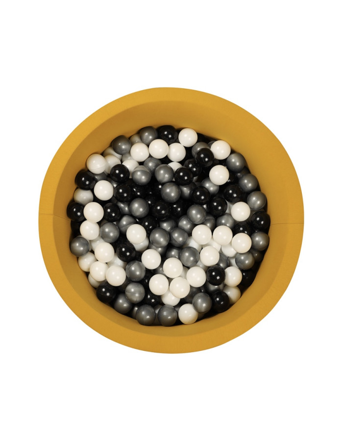 Mustard Ball Pit with silver/white/ black  balls