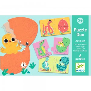 Kids Puzzle Funny Eggs 12+pcs for 2+ years Djeco