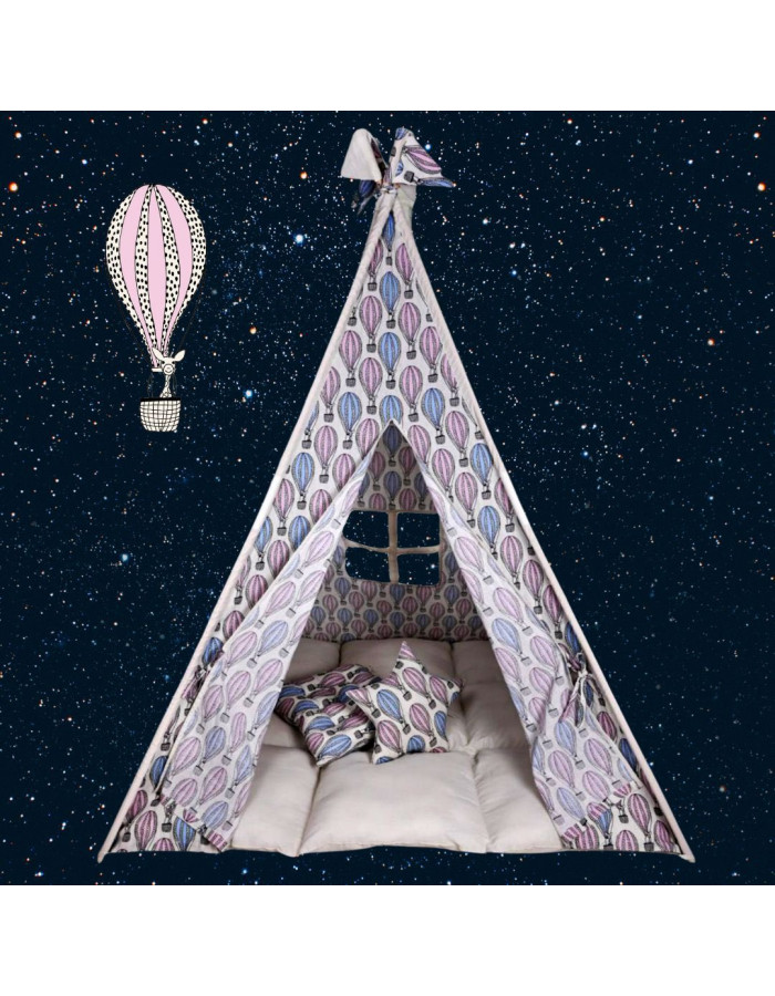 BabyBliss: Chase Your Dreams In A Balloon Large Fabric Tent with Thick Mattress and 2 Cushions