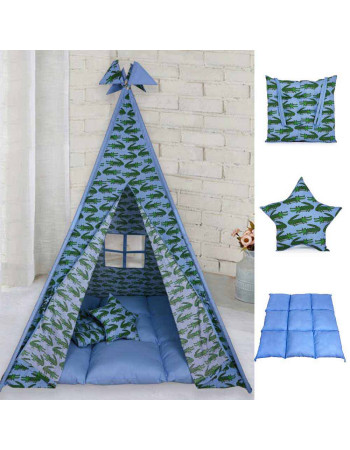 BabyBliss: Large fabric tent with thick mattress and 2 pads "In A While Crocodile"