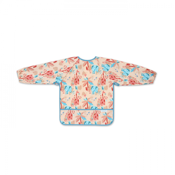 Babyono Waterproof Coverall Fabric with Hoop & Loop Fastener, Pocket & Sleeves Multicolored for 24 m+