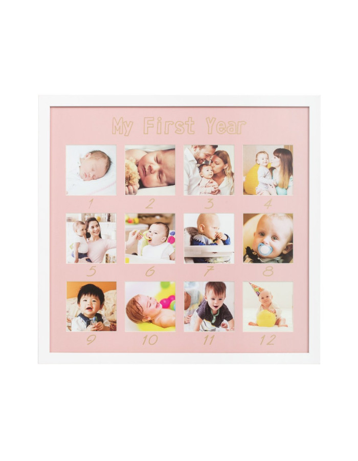 Frame of 12 photos for the first year - PINK