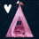 Large fabric tent with thick mattress and 2 "Follow Your Heart" pads