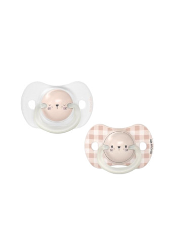 Suavinex Pacifiers Silicone Sx Pro Rabbit Beige Night for 0-6 months 2pcs
