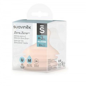 Suavinex Zero Silicone Baby Bottle Teats Medium Flow for 3+ months 2pcs