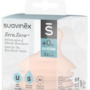 Suavinex Zero Silicone Baby Bottle Teats Slow Flow for 0+ months 2pcs