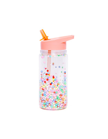 Petit Monkey Kids Plastic Water Bottle with Straw Pink 500ml