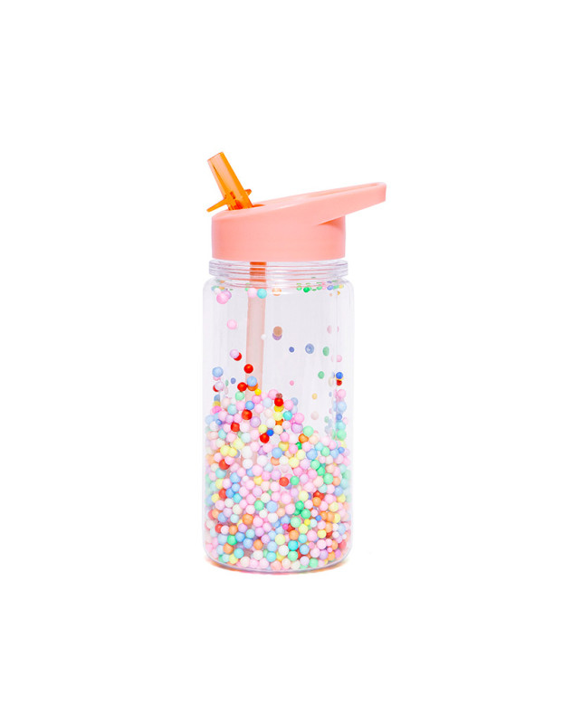 Petit Monkey Kids Plastic Water Bottle with Straw Pink 500ml