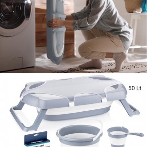 Wellgro 4-Piece Baby Bathtub Set, Baby Bathtub, Folding Bathtub 50 LT