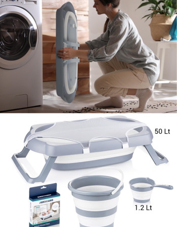 Wellgro 4-Piece Baby Bathtub Set, Baby Bathtub, Folding Bathtub 50 LT