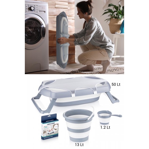 Wellgro 4-Piece Baby Bathtub Set, Baby Bathtub, Folding Bathtub 50 LT