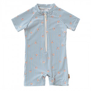 Fresk: Ολόσωμο μαγιό σορτς με προστασία UV50 Stripes & crabs μπλέ