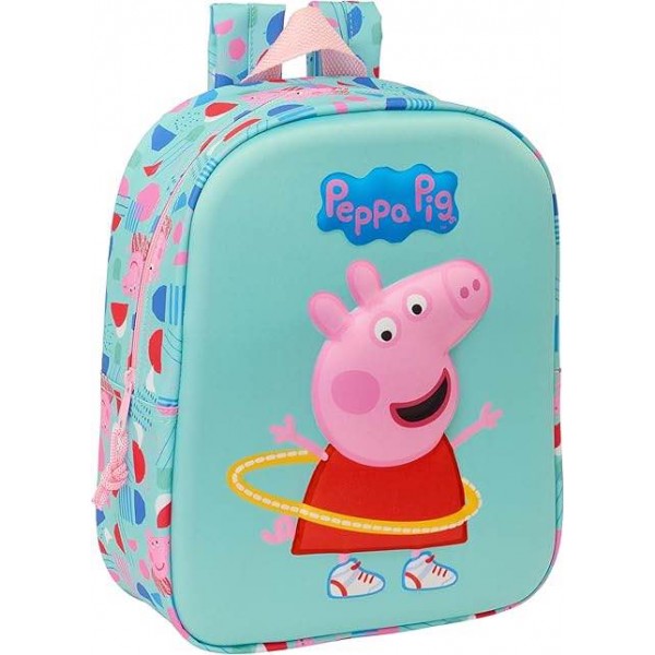 PEPPA Pig 3D Nursery Backpack, Adaptable to Cart, Easy Cleaning, Ideal for Children of Different Ages, Comfortable and Versatile, Quality and Strength, 22 x 10 x 27 cm