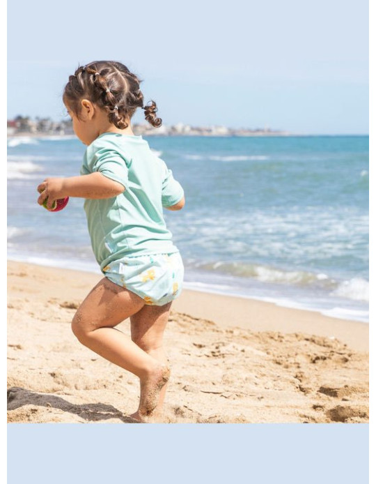 Saro Jungle Cheetahs Childrens Swimsuit Diaper vert amande