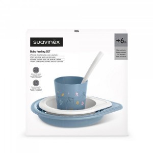 Suavinex Feeding Set made of Plastic Blue 4pcs for 6+ months
