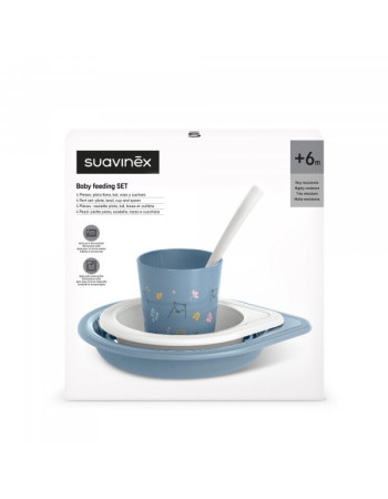 Suavinex Σετ Φαγητού πλαστικό 4τεμ +6μ Blue