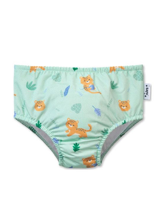 Saro Jungle Cheetahs Childrens Swimsuit Diaper vert amande