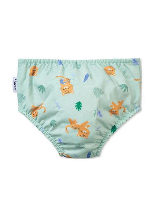 Saro Jungle Cheetahs Childrens Swimsuit Diaper vert amande