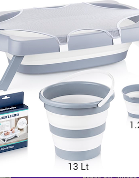 Wellgro 4-Piece Baby Bathtub Set, Baby Bathtub, Folding Bathtub 50 LT